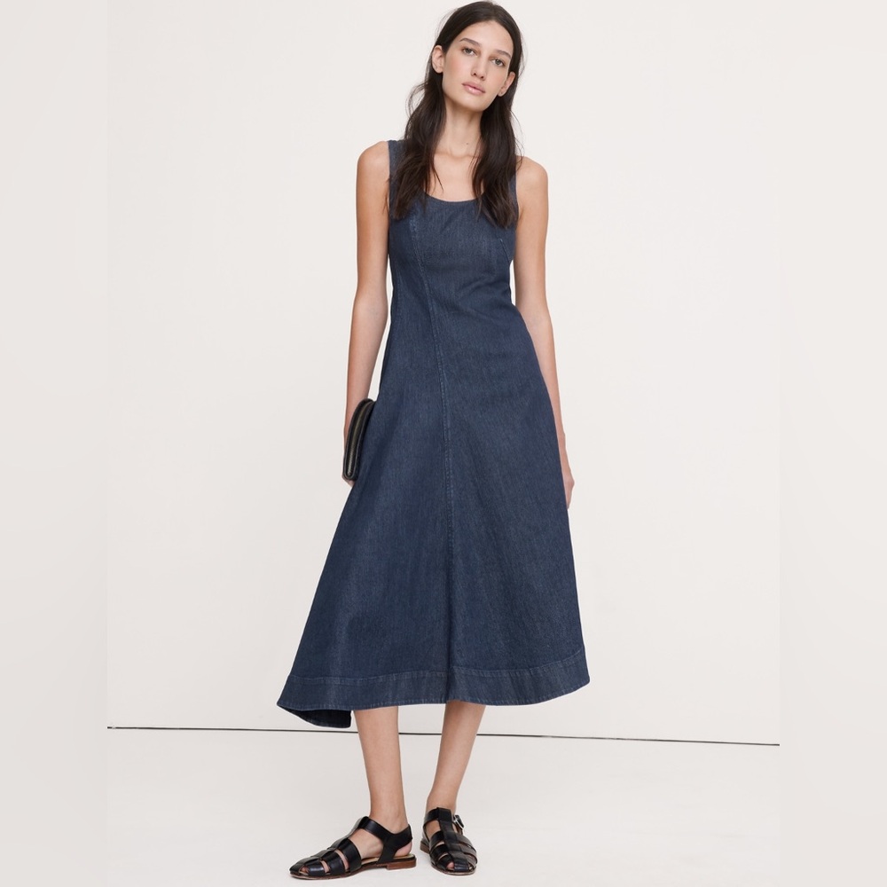 NEW! Banana Republic Dark Rinse Denim Asymmetric Midi Dress - Size 4